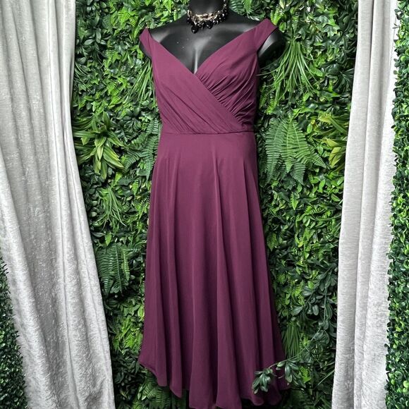 CELEBRATE DB STUDIO Dress Women 14 Burgundy Flowy Off Shoulder Evening Gown 2570 - Picture 1 of 6